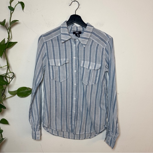 Paige Women's Light Weight Gauze Cotton Blue and White  Plaid Button Down  - XS - Picture 3 of 10